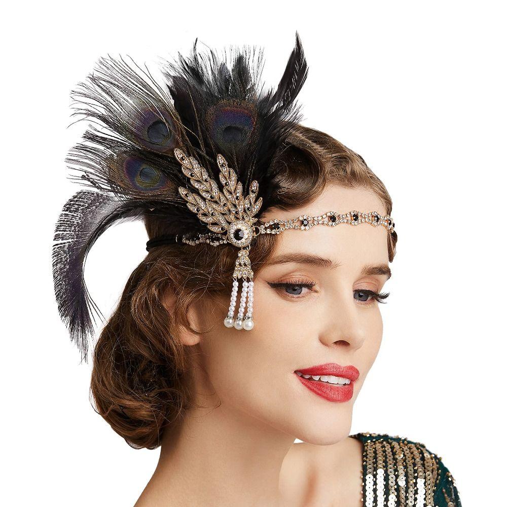 Elegant Cosplay Dress Headwear Vintage Headdress Temperament Feather Headband  Women