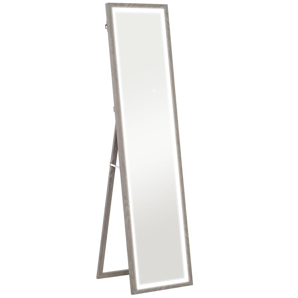LED Full-Length Mirror, 40 X 160 Cm, Touch Control, Dimmable, 3 Colors, Grey