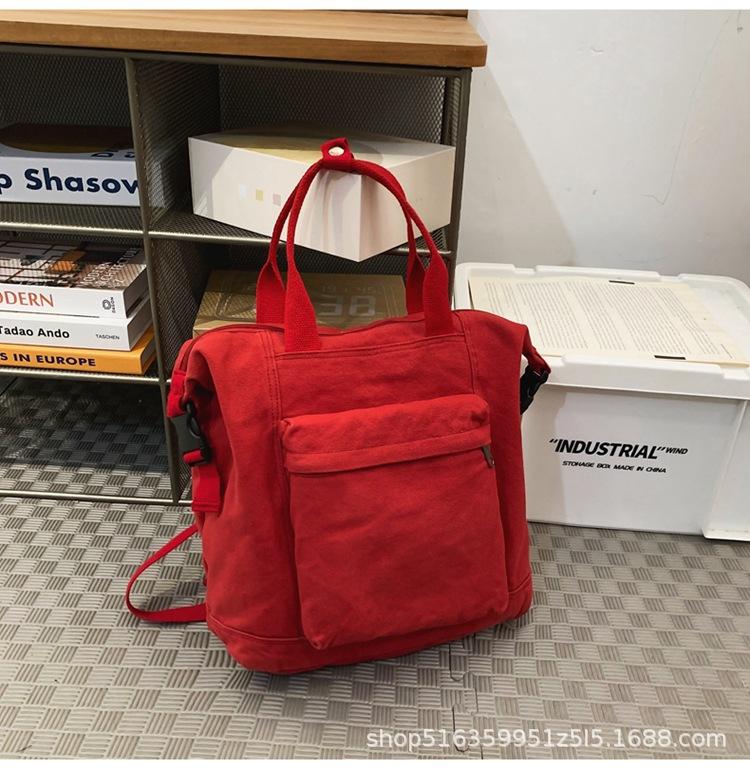 Schoolbag New Canvas Student School Bag Large Capacity Casual Versatile High School Student Handheld Backpack Personalized Washed Canvas Bag