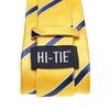 Hi-Tie Men's Tie Yellow Blue Stripe Necktie Hankerchief Cufflinks Wedding Tie Prom Party