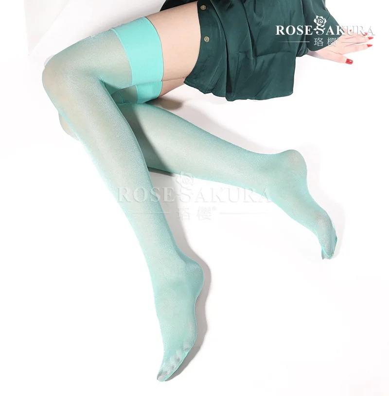 Sexy Dijhoge Sok Met Brede Geribbelde Top Transparante Ademende Kousen Tipteen Glanzend Damesmode Kantoordame Dans Ootd M white