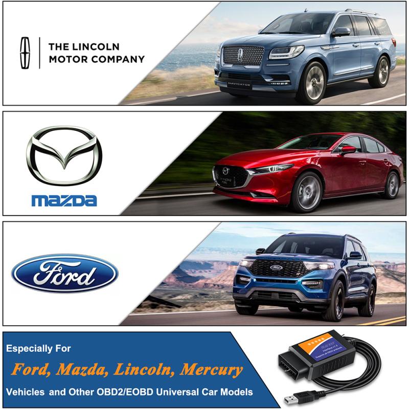 ELM327 FORScan OBD2 USB adaptér s MS CAN/HS CAN přepínačem pro F150 F250 osobní a lehký nákladní automobil Zkontrolujte kódování Ford ELMconfig FoCC