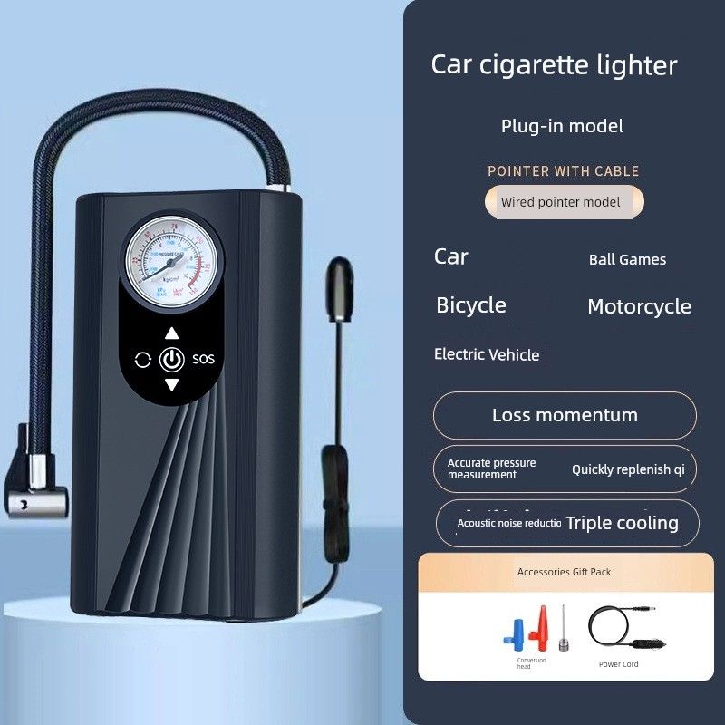 Handheld Car Air Pump for Electric Vehicles, 12V Battery Car, 36V 48V 60V Universal Portable Air Pump Car Air Pump Black