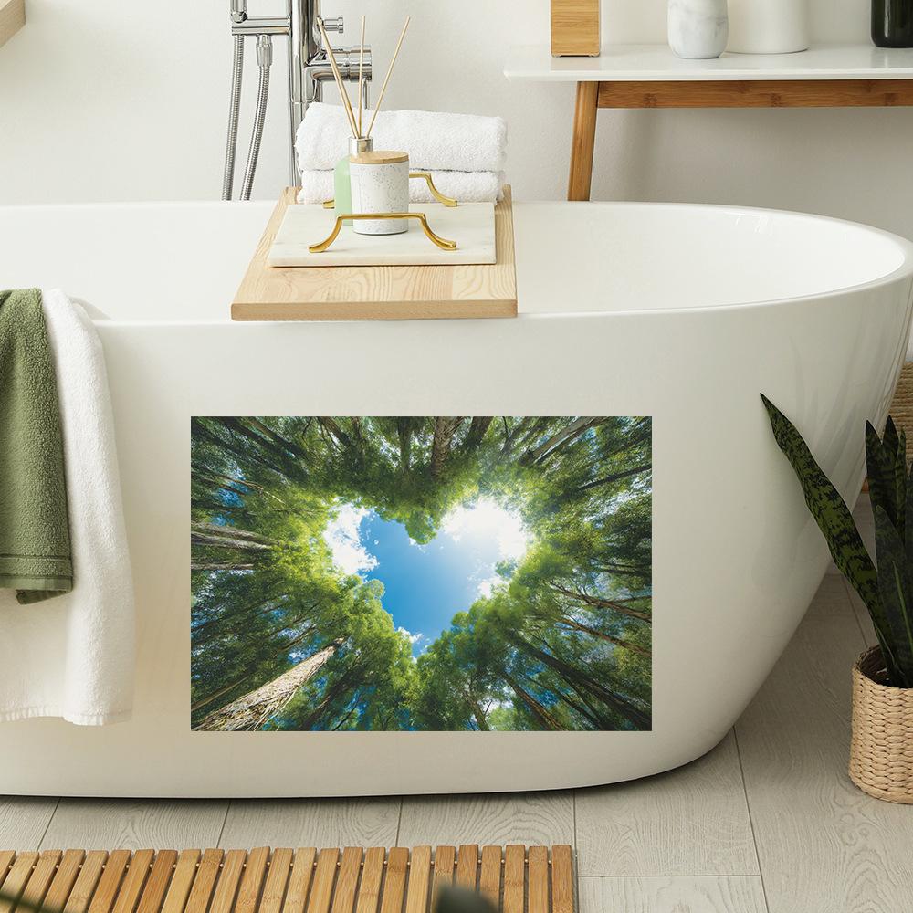 Adesivos de Decoração de Parede de Fundo Sky Home em Formato de Coração Sob a Copa da Floresta