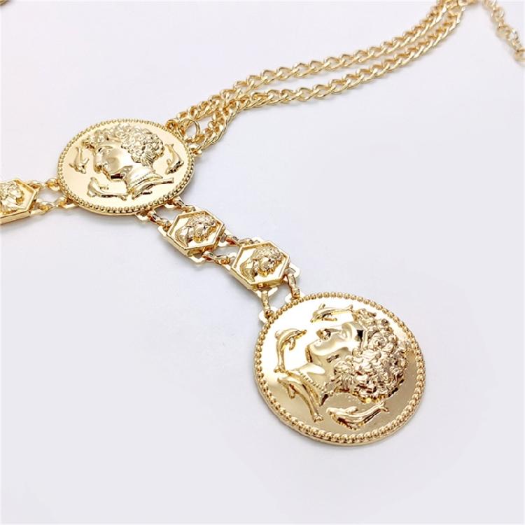 Elegant Waist Belt Aesthetic Head Charm Photo Props Belt for Jeans Dress Belt Body Jewelry Metallic Chain