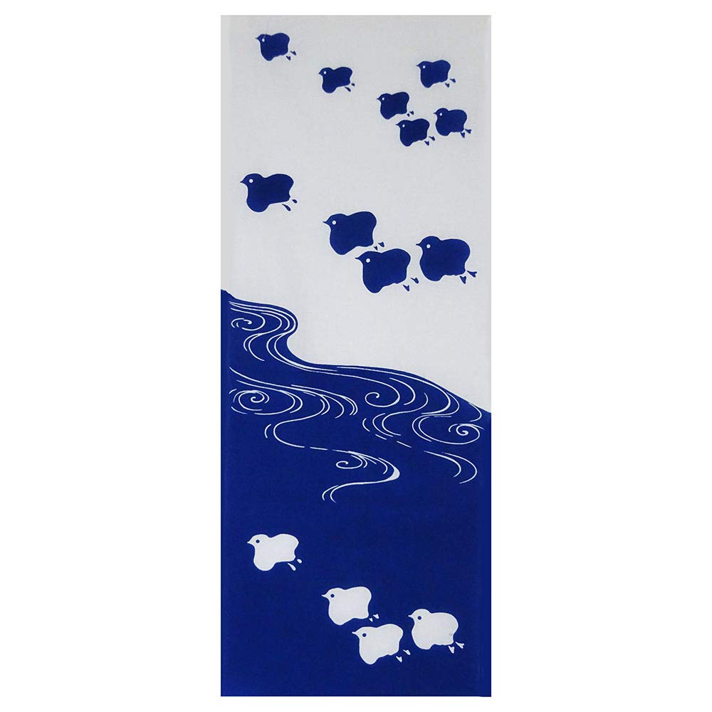 Geisodo Tenugui Flowing Water and Plover (Crimson) T-17