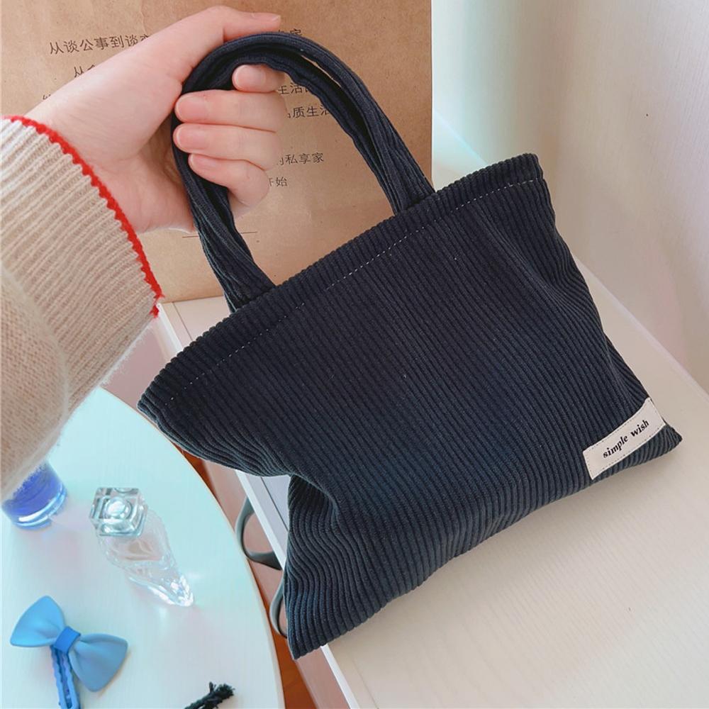 

149 Wear-resistant Corduroy Toiletries Handbag Cosmetic Organizer Bag Solid Color Makeup Storage Pouch for Women and Teen Girls Dark Blue