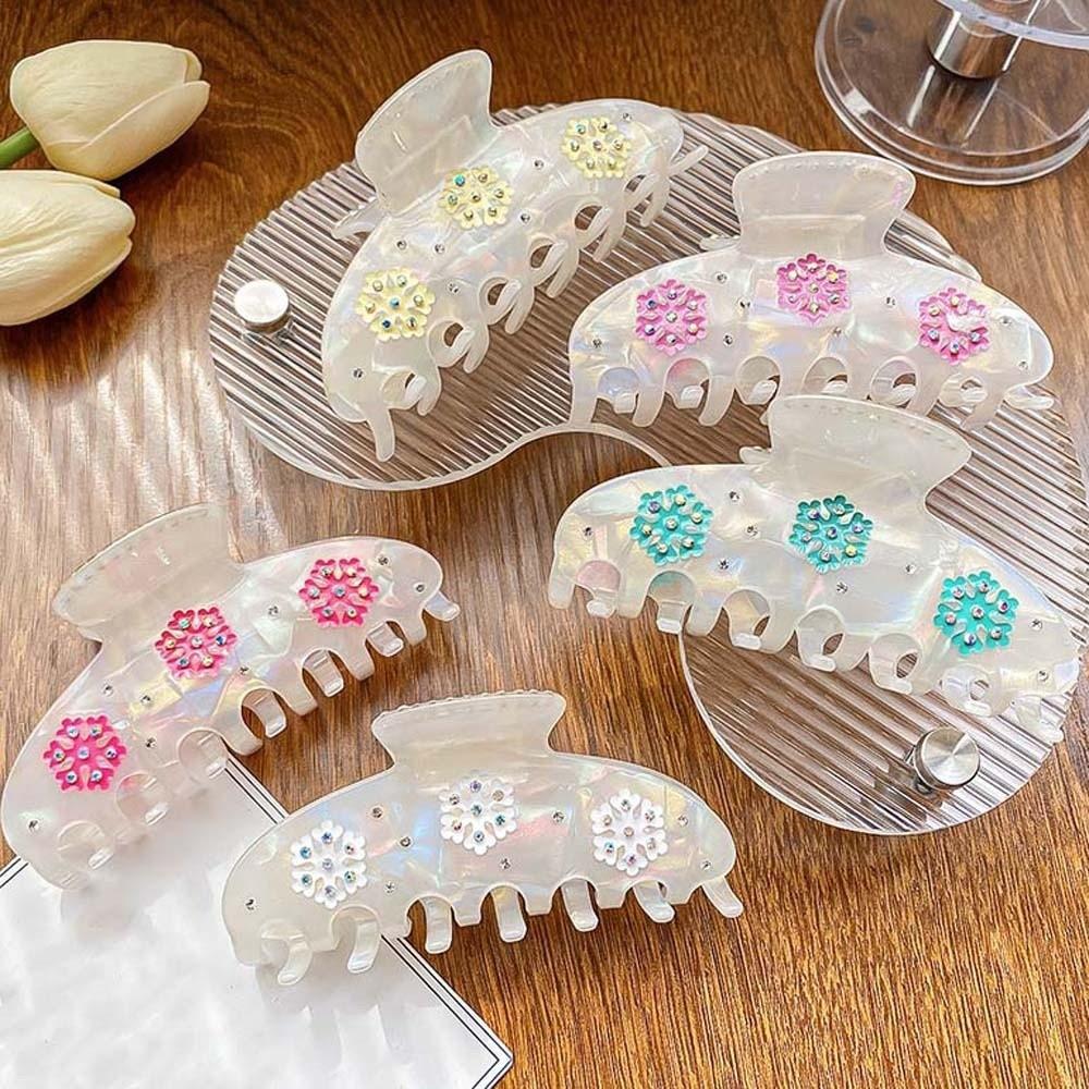 Elegant Snowflake Shark Clip Contrast Color Acrylic Hair Claw Iridescent Hair Claw  Girls