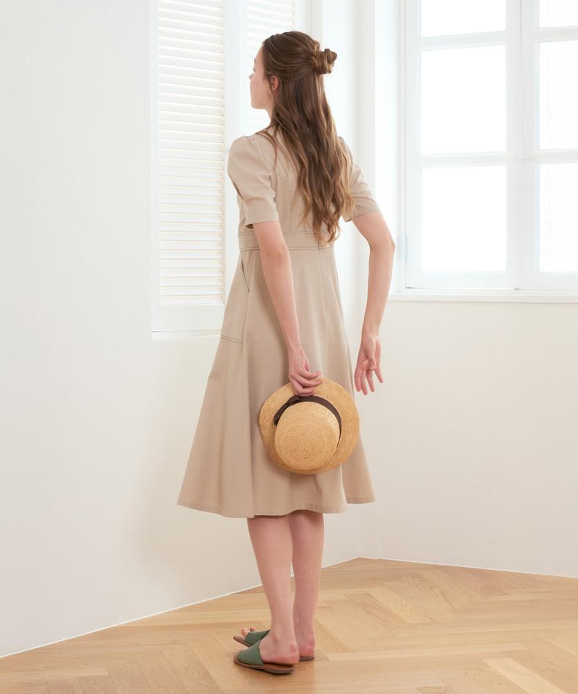 L By L Beige Linen Short Sleeve Dress