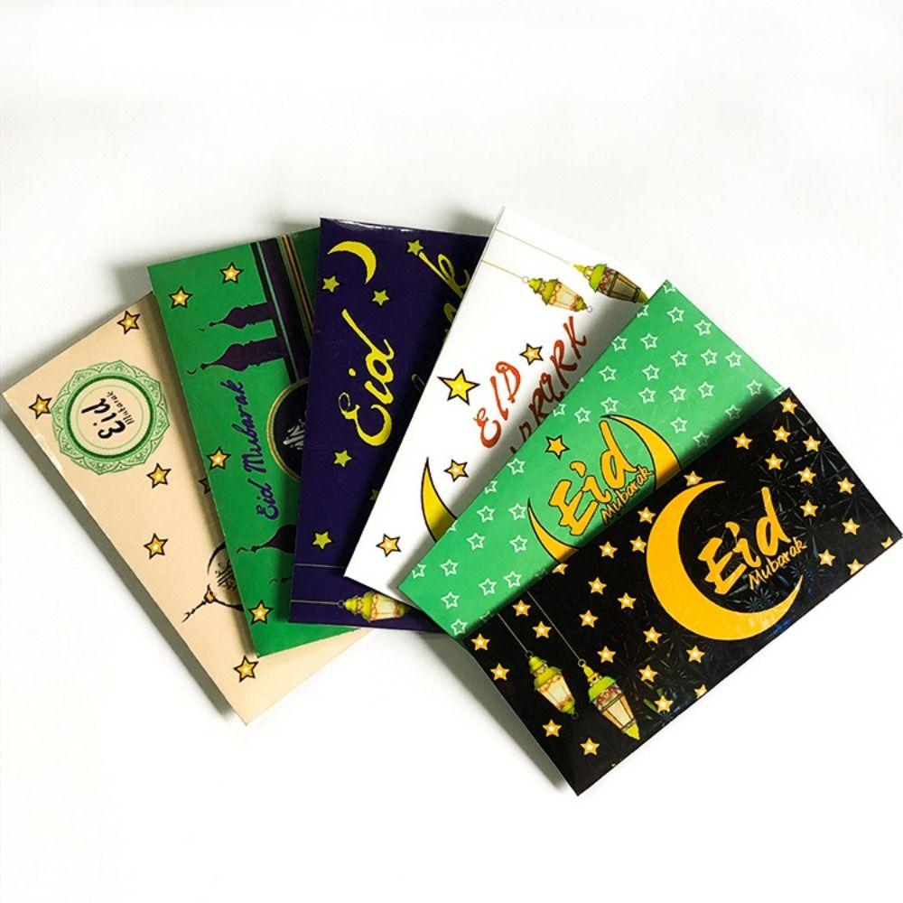 6PCS Multicolor Eid Mubarak Cash Envelopes Paper Lucky Greeting Card  Gift