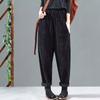 Retro Artistic Style Personality Pocket Corduroy Versatile Casual Harem Trousers for Women