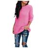 Frauen Damen Mode Winter Plüsch Solide Rundhals Langarm Pullover Bluse