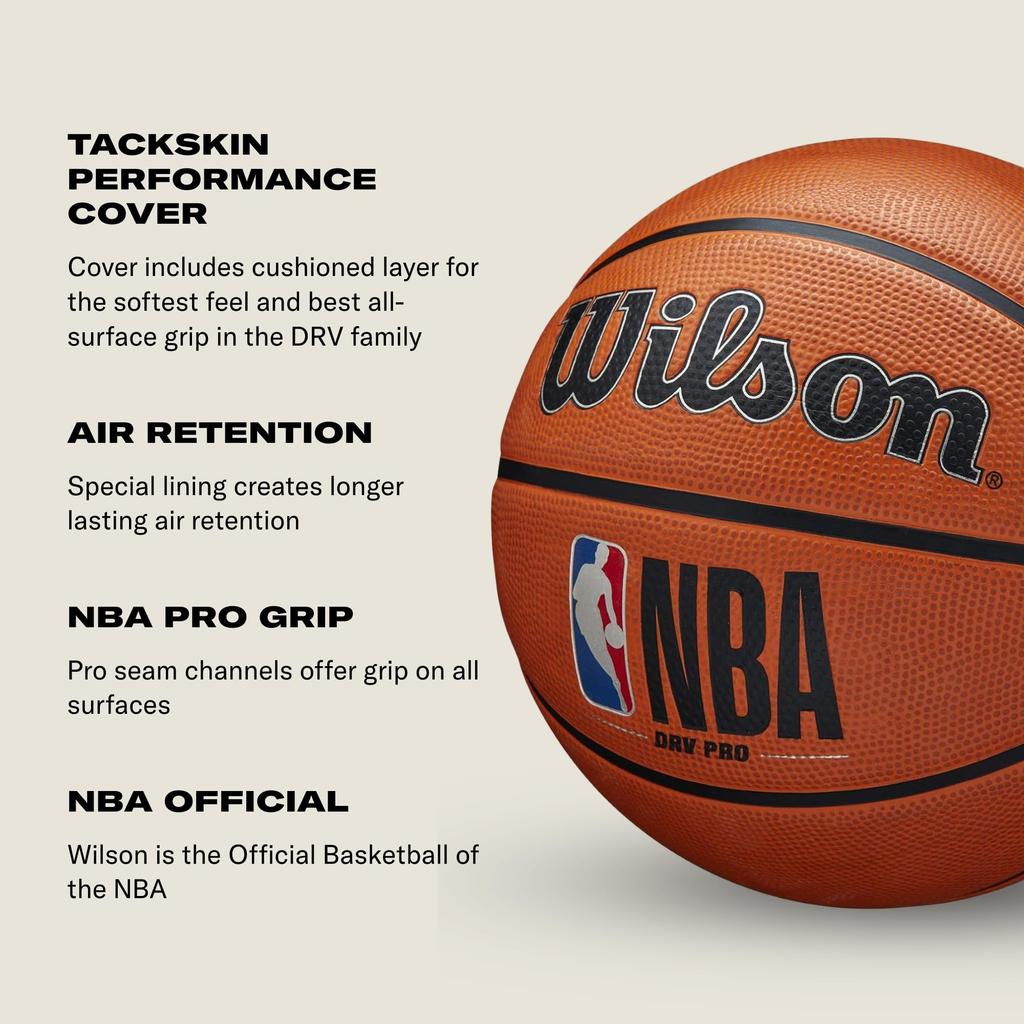 Wilson NBA DRV PRO BSKT Basketball NBA Drive und für draußen (Größe 5, Pro) - Jugend, Damen, Herren (Geeignete Gerichte)