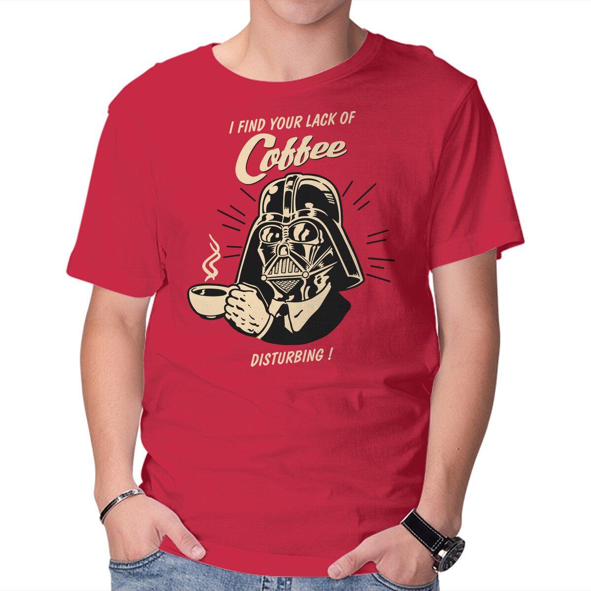 Unisex Crew Neck T-Shirt Darth Coffee Graphic Short Sleeve Casual Tee XS