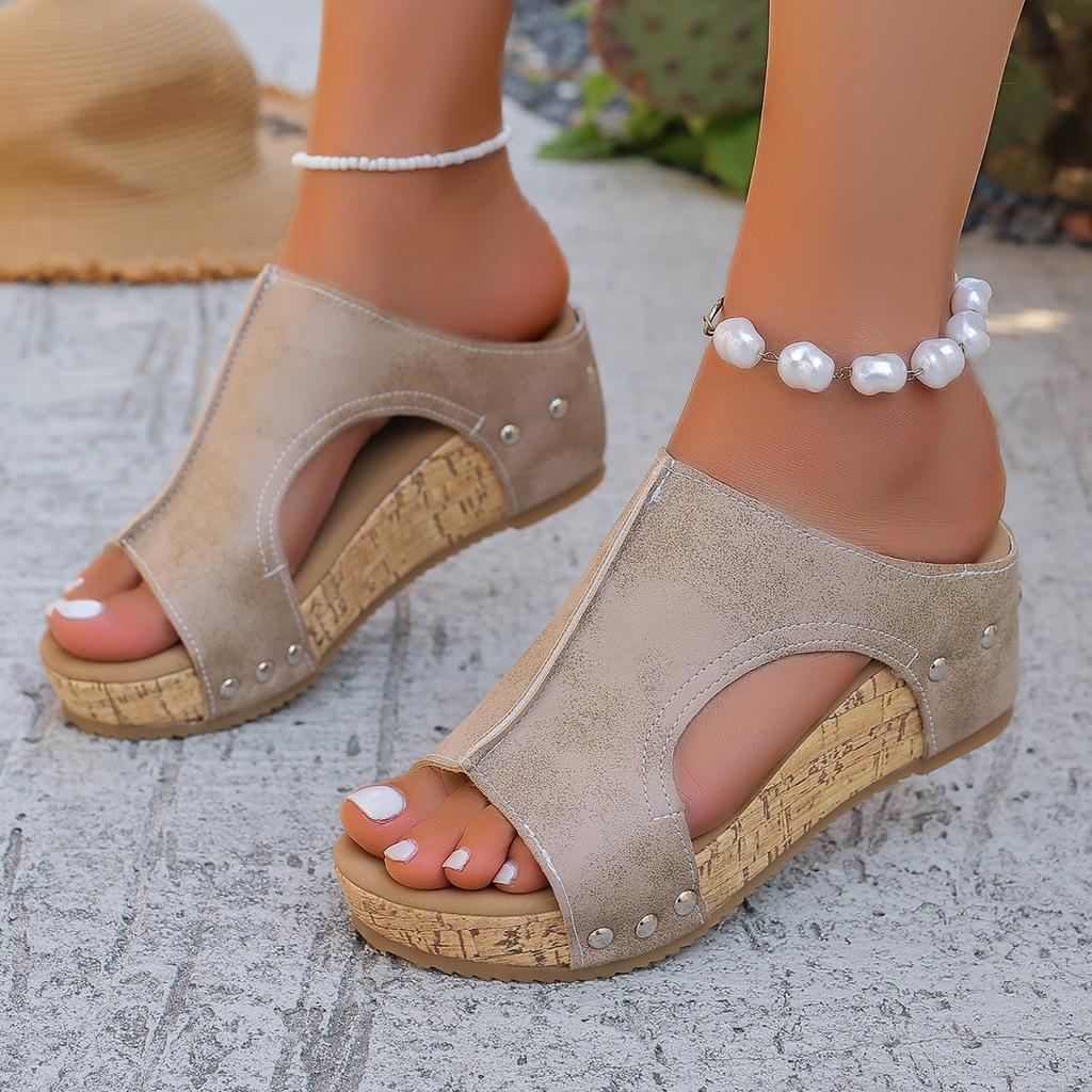 Plus Size Wedge Sandals Fall 2025 New Fishmouth Platform Heightened Side Space Sandals