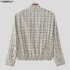 INCERUN Autumn Elegant  Men Long Sleeve Casual Plaid Buttons Texture Jackets Coats