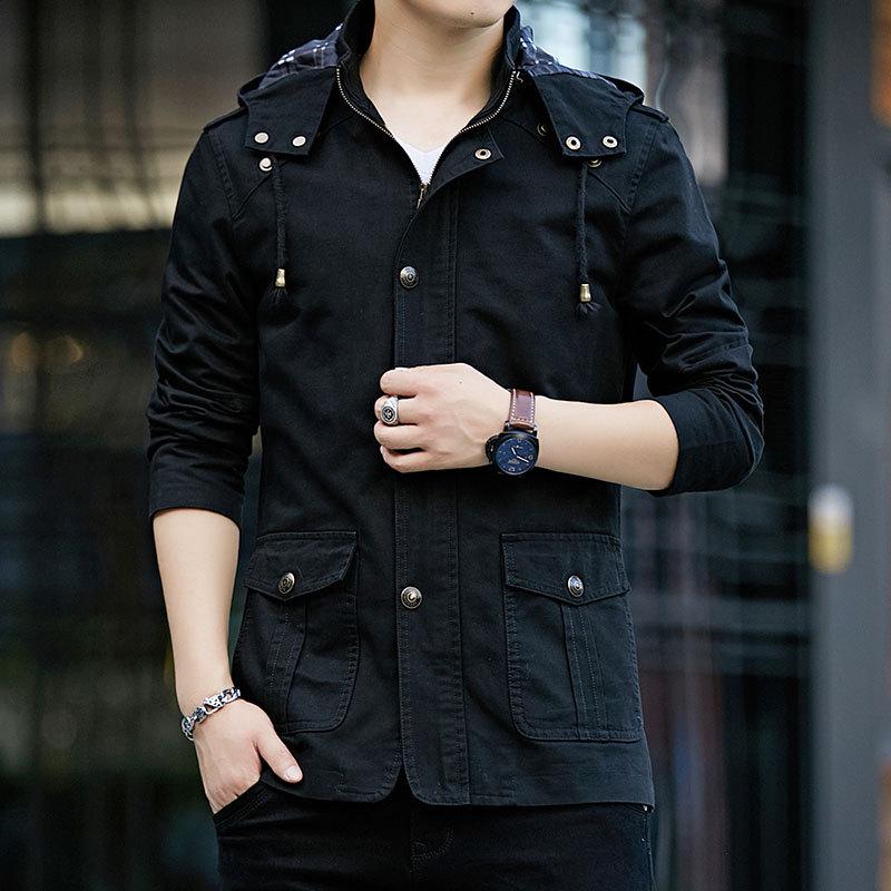 

Весна и осень Новая мужская зеленая выстиранная куртка в корейском стиле Slim Fit Cotton Casual Outer Trend 5XL