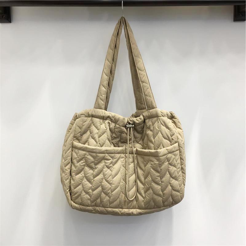 Autumn and winter soft underarm down bag women's large capacity lightweight pleated nylon cotton clothes cloth bag shoulder bag