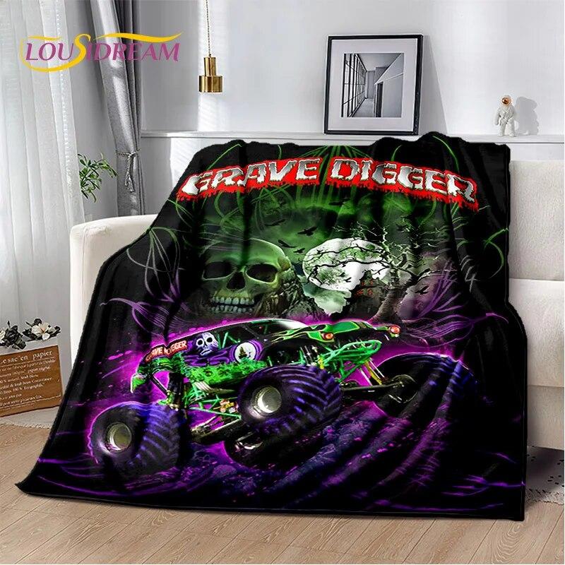 Cartoon Monster Jam 3D Monster Truck Blanket,Soft Throw Blanket for Home Bedroom Bed Sofa Picnic Travel Office Cover Blanket Kid