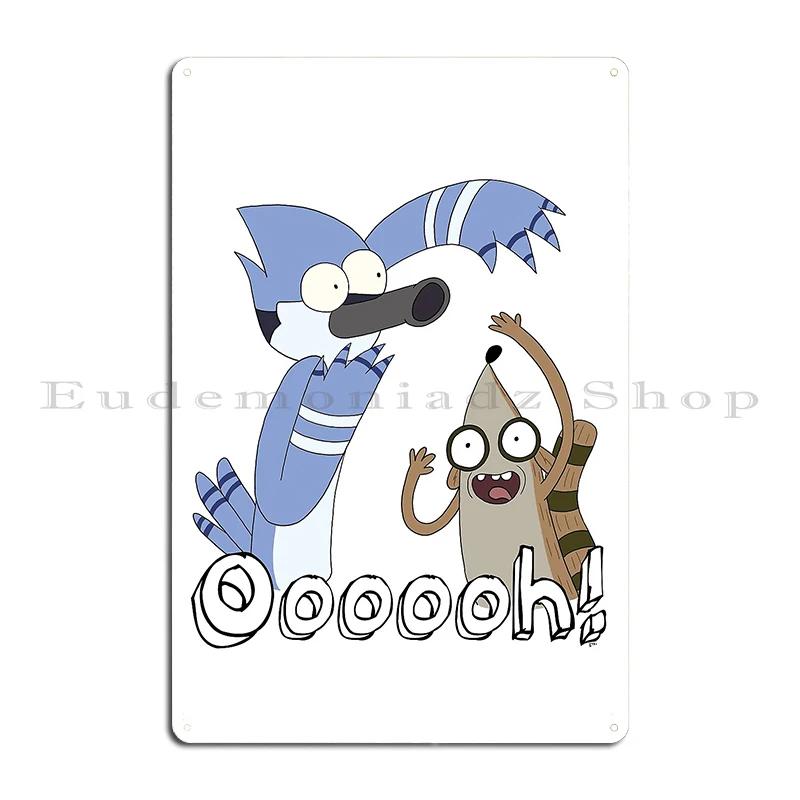 Regular Show Main Characters Mordecai Rigby And Mordecai Metal Garage Design Pub Create Wall Decor Tin Sign Poster 20x30cm(7.8x11.8inch)