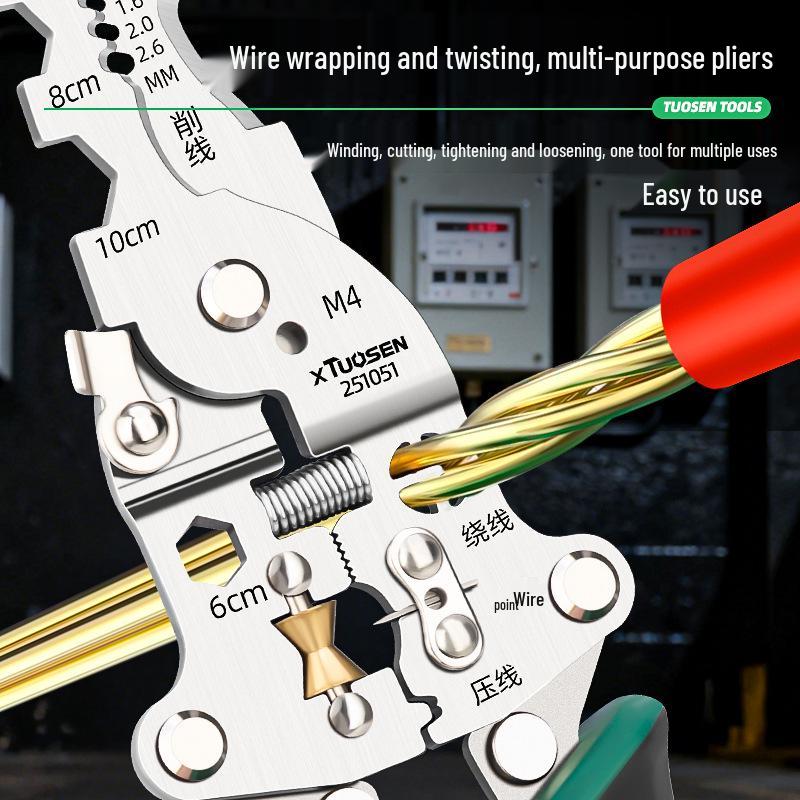 Tuosen Electrician's Multifunctional Cable and Wire Stripper Pliers with Voltage Tester