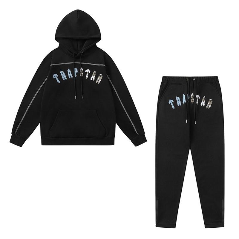 Trapstar Red & Black Tiger Head Towel Embroidery Tracksuit - Couples' Casual Hoodie & Pants Set