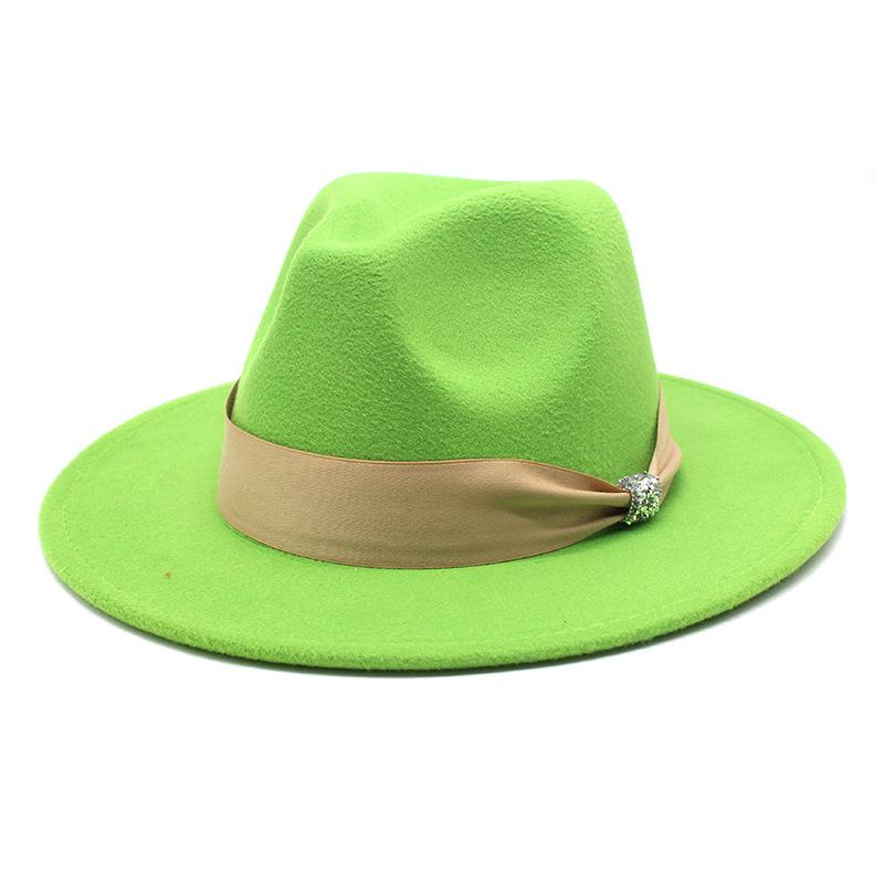 British Woolen Hat Women'S Spring Wide Brim Flat Top Internet Celebrity French Top Hat Flat Edge Imitation Wool Camel Jazz Hat