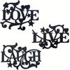 3pcs/Set Metal Bless Wall Decor "Love" "Live" "Laugh" Matte Black Silhouette Wall Hanging Stylish Living Room