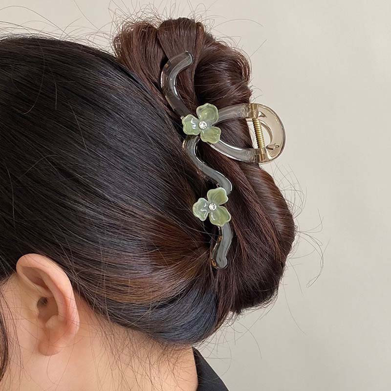 Korean Candy Color Flower Wave Hair Claw for Women Girls Fashion Design Acrylic Large Hair Claws Crab Hairpin Hair Accessories