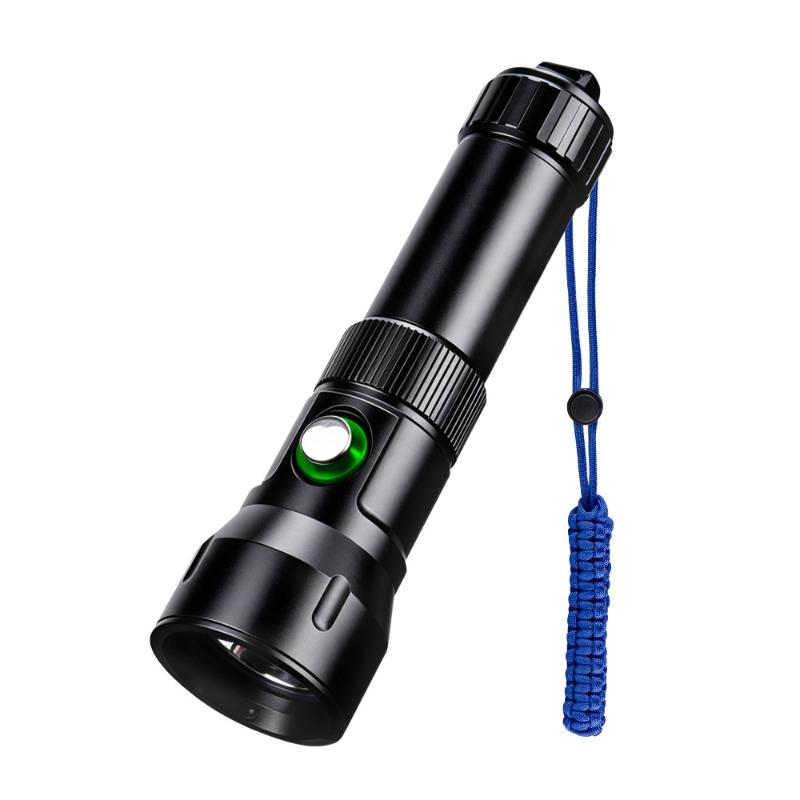 Diving LED Flashlight IPX8 Waterproof High Brightness Rechargeable Long Runtime Far Beam for Outdoor Lighting