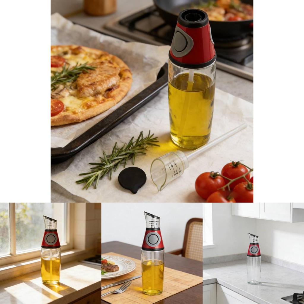 Oil Dispenser Bottle With Controlled Press And Measurement For Kitchen Use