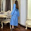 LYRIA Fashionable Pure Color Belted Slimming Long Dress New Women's Clothing One Piece Dress Stylish Wraparound