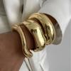 Exaggerated Wide Cuff Bangles Punk Gold Silver Color Geometric Metal Large Bangles for Women Bracelets Men Luxury Jewelry Gift