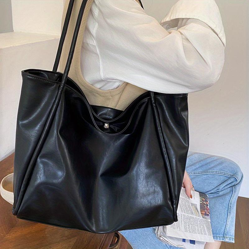 Women's Minimalist Tote Bag Large Capacity Shoulder Bag Ladies Solid Color Bag for Work