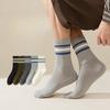 Men's Spring and Autumn Striped Sports Anti Slip Versatile Mid Calf Cotton Socks