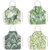 Nordic Fresh Plant Couple Linen Sleeveless Apron Kitchen Baking Cooking Men And Women Waist Chef Coat