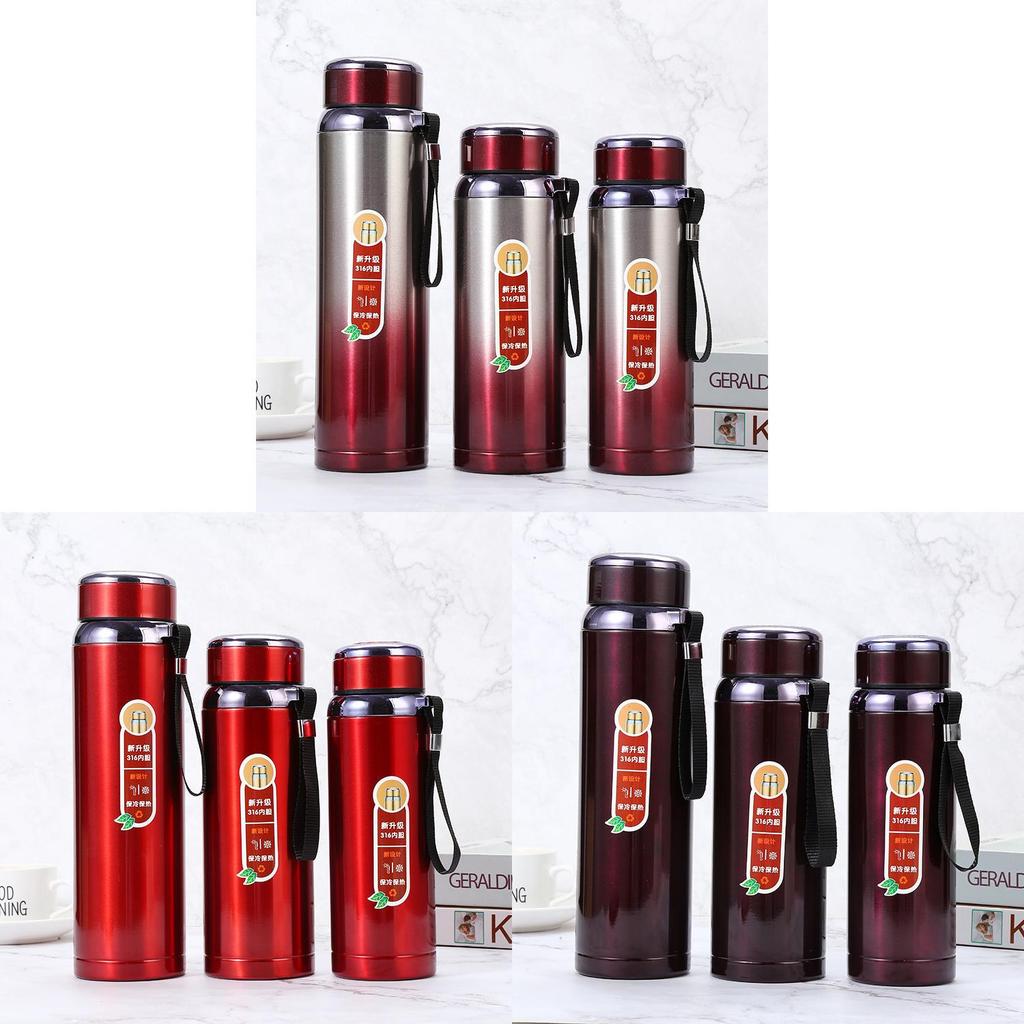Stainless Steel Insulated Travel Mug With Tea Separator And Carrying Rope For Outdoor Use