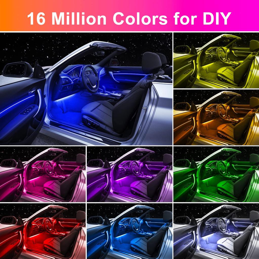 Neon Car LED Interior Lights RGB Ambient Light Fiber Optic Kit With APP Wireless Control LED Auto Atmosphere Decorative Lamp