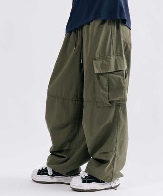 SMITHARMOR [Unisex] Rix Cotton Wide String Cargo Pants_Khaki