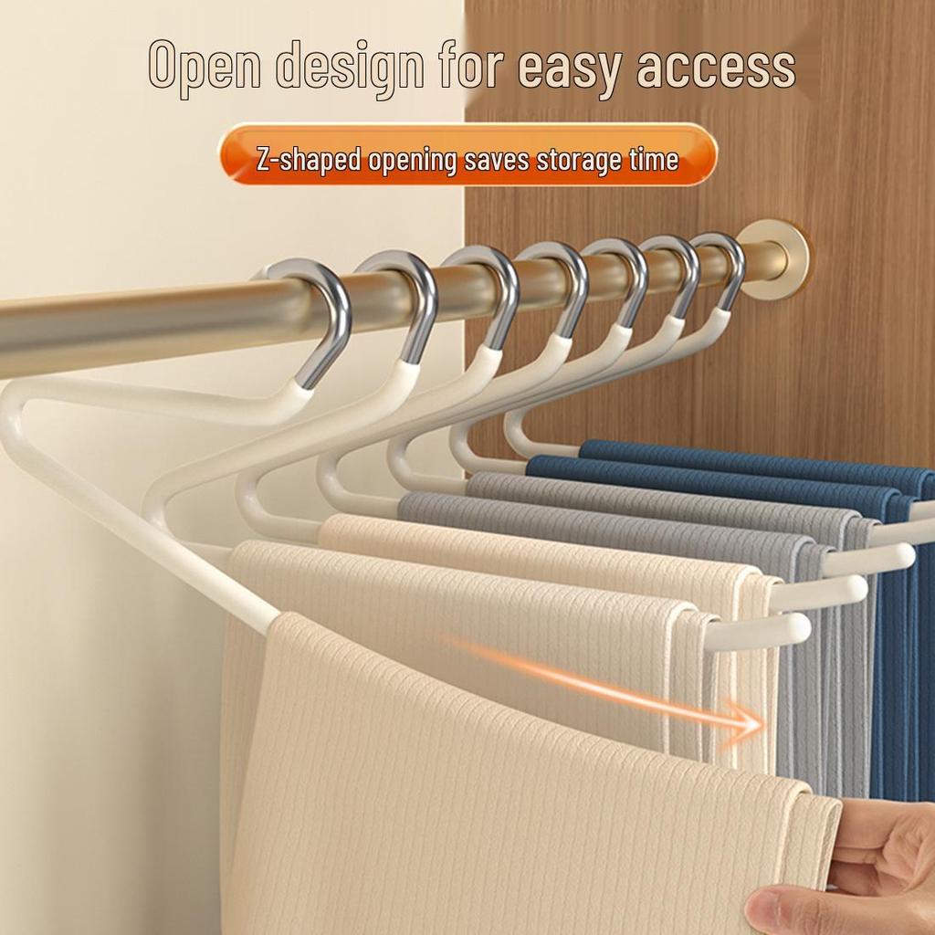 Goose-shaped Non-slip Pants Hanger with Traceless Z-design for Wardrobe Storage.