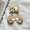European and American personalized resin earrings women's geometric oval earrings retro light luxury high-end temperament stud earrings