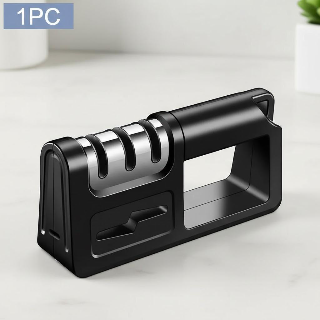 

4 in 1 Knife Sharpener Diamond Ceramic Tungsten Kitchen Tool Essential Durable Efficient Straight Edges чорний