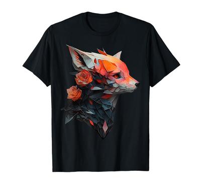 Fuchs Kunst Tierliebhaber Motiv Tiere T-Shirt