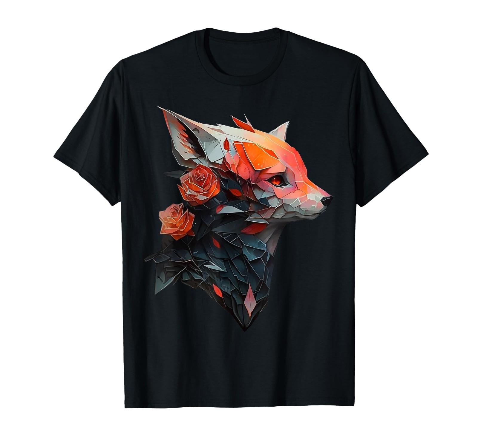 Fox art animal lovers motif animals T-Shirt Mens Womens Tees Top 4XL