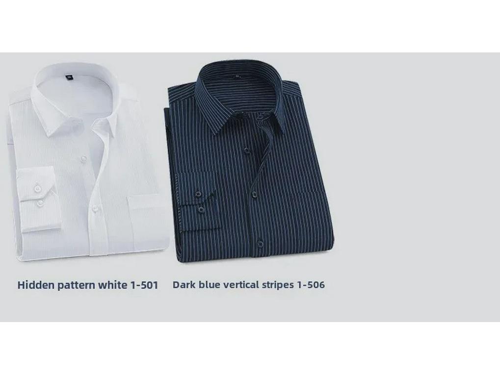 2025 Spring Men's Gray Non-Iron Long Sleeve Business Casual Shirt, Large Solid Color for Young to Middle-aged.