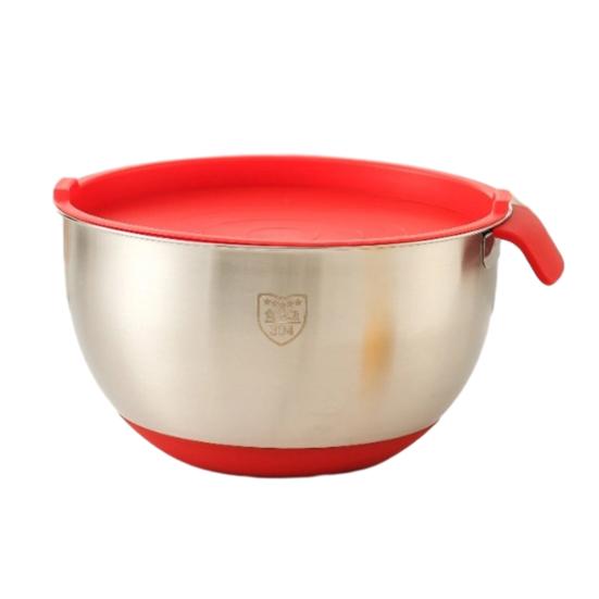 Stainless Steel Mixing Bowl with Handle And Pour Spout Metal Nesting Bowl with Non-Slip Bottoms for Kitchen Mix Cook Bake Prep