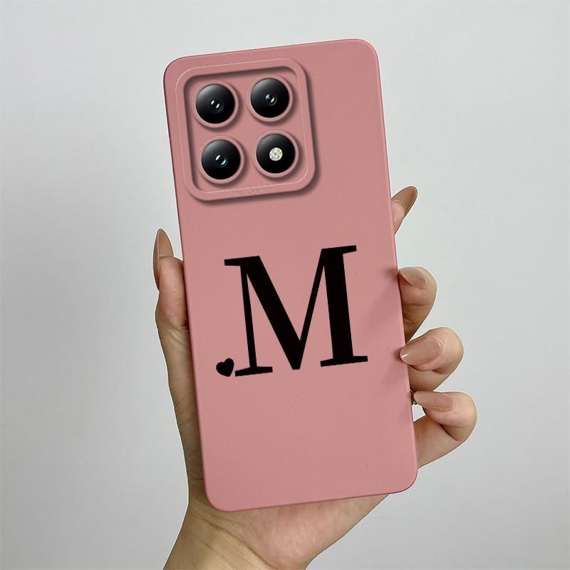 For Xiaomi 14T Pro Case Xiaomi 14T Pro Cover Mi 14T Pro Luxury Initial Letters Square Phone Case Matte Shockproof TPU Back Cover