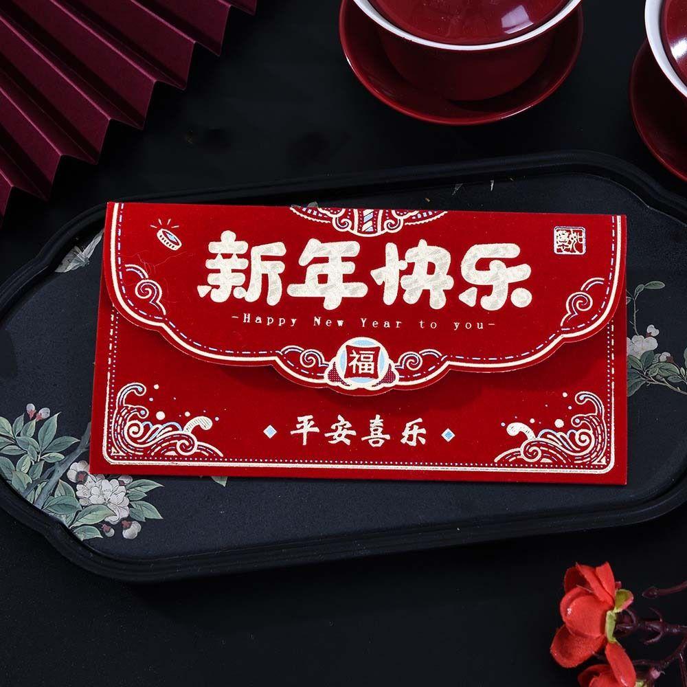 Hot Gold Lucky Money Envelopes Flocking Red Packet Creative Hongbao  Birthday Gift