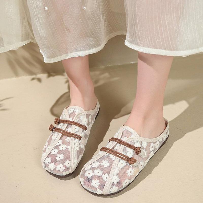 Fashion Woman Footwear Flat Slip on Hollow Mesh Breathable Shoes for Women Offers Korean Aesthetic High Quality Deals Cotton Original