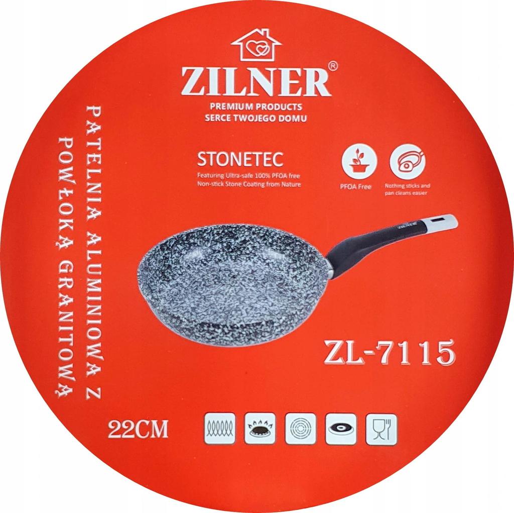Patelnia 22Cm Z Powłoką Marmurowo Ceramiczną Zilner Stonetec Zl-7115